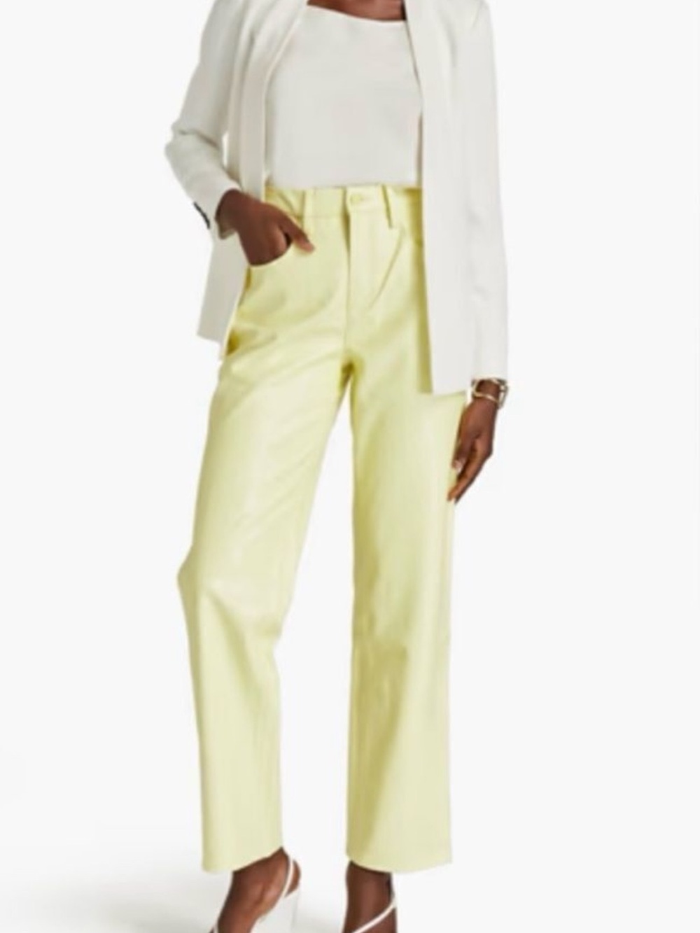 Good American Better than Leather Key Lime Faux Leather Straight-Leg Pants Sz 16